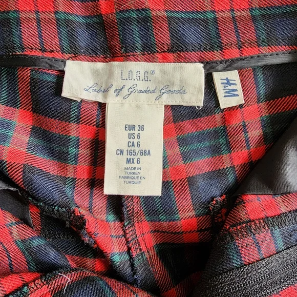 H&M L.O.G.G. Black, Red, & Green Plaid Pants - Picture 6 of 9